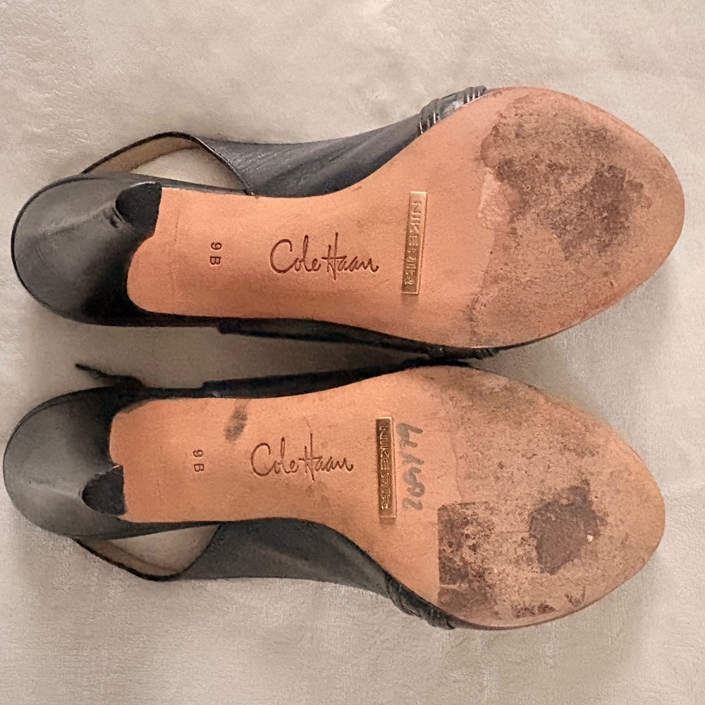 🖤Cole Haan Black Slingback Peep-Toe Heels for Women - Picture 7 of 8